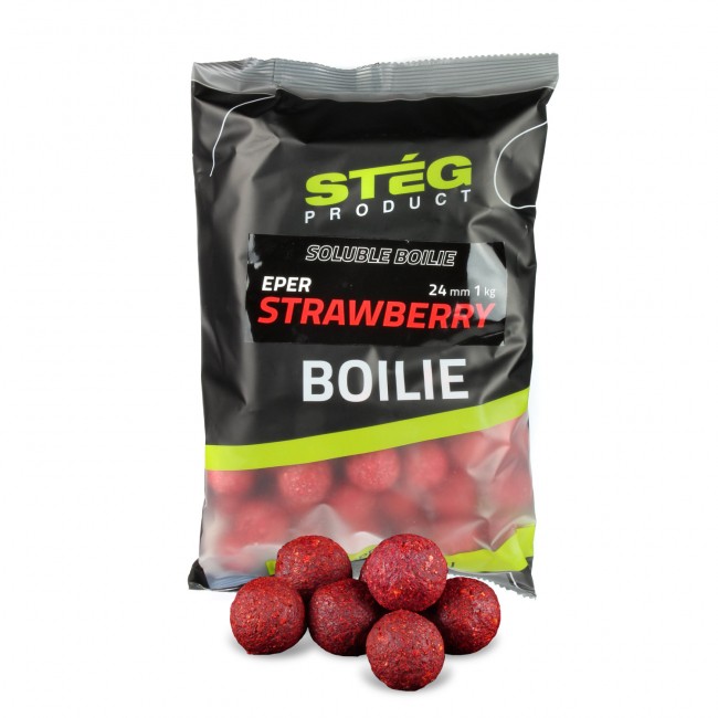 Stég Product Soluble Boilie 24mm Strawberry 1kg