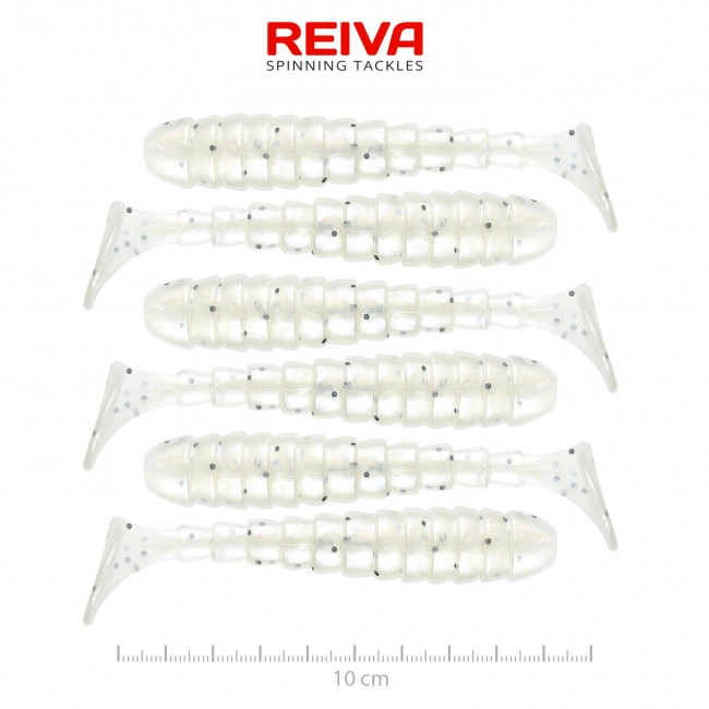 Reiva Stream Shad 10cm (Pearl White Dots)