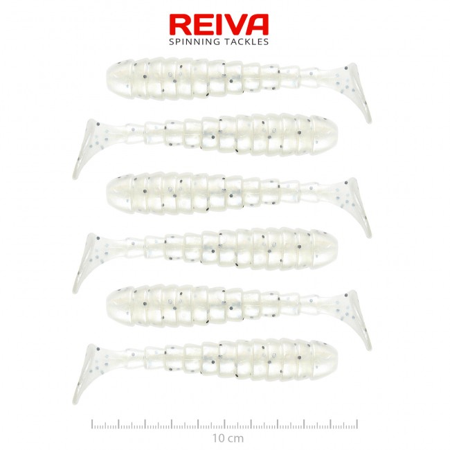Reiva Stream Shad 10cm (Pearl White Dots)