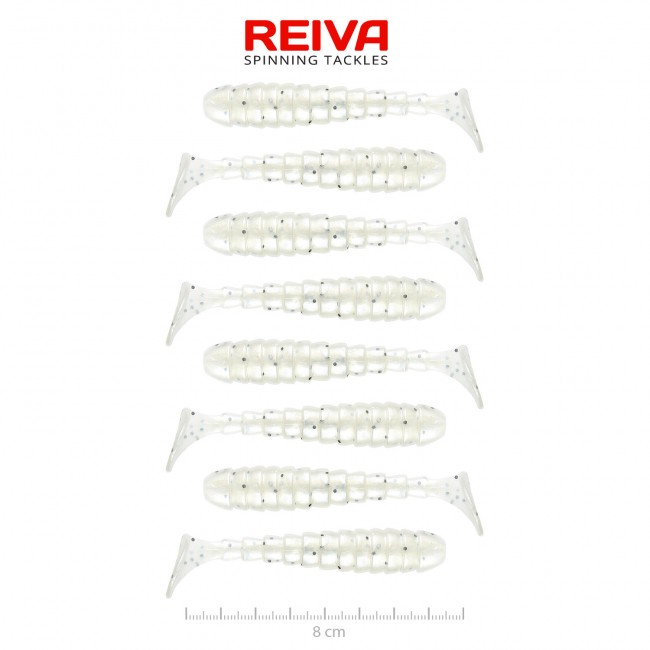 Reiva Stream Shad 8cm (Pearl White Dots)