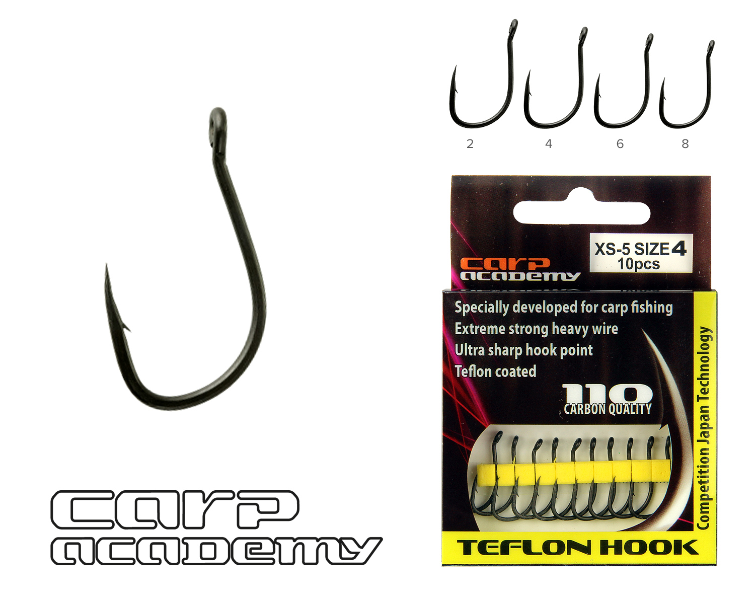 CARP ACADEMY TEFLON HOOK XS-5 4-ES BOJLIS HOROG