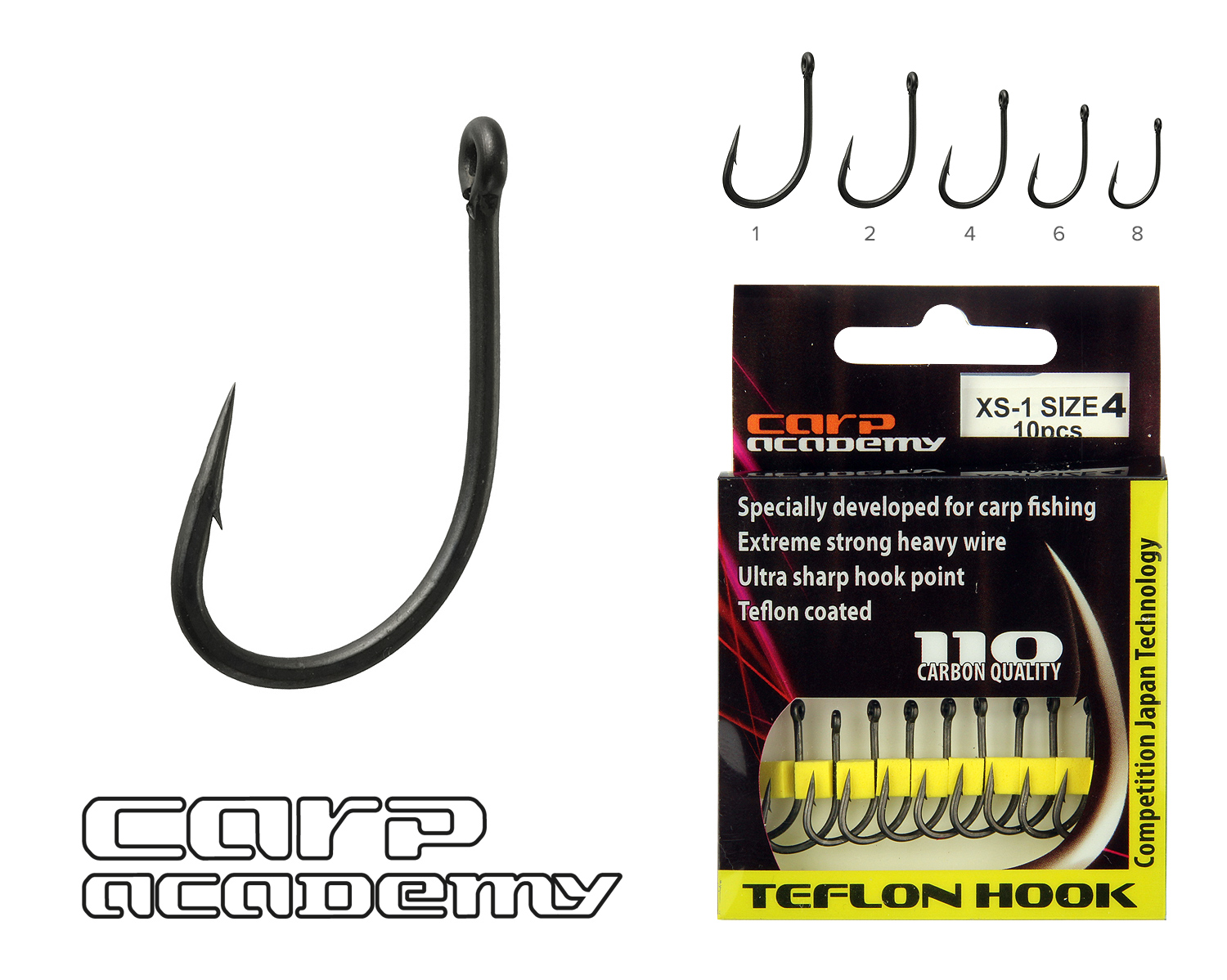 CARP ACADEMY TEFLON HOOK XS-1 2-ES BOJLIS HOROG