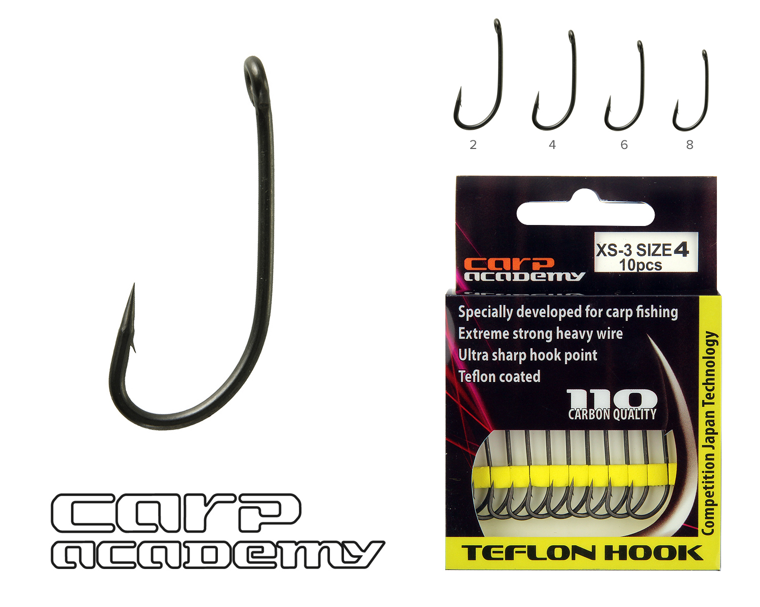 CARP ACADEMY TEFLON HOOK XS-3 8-AS BOJLIS HOROG