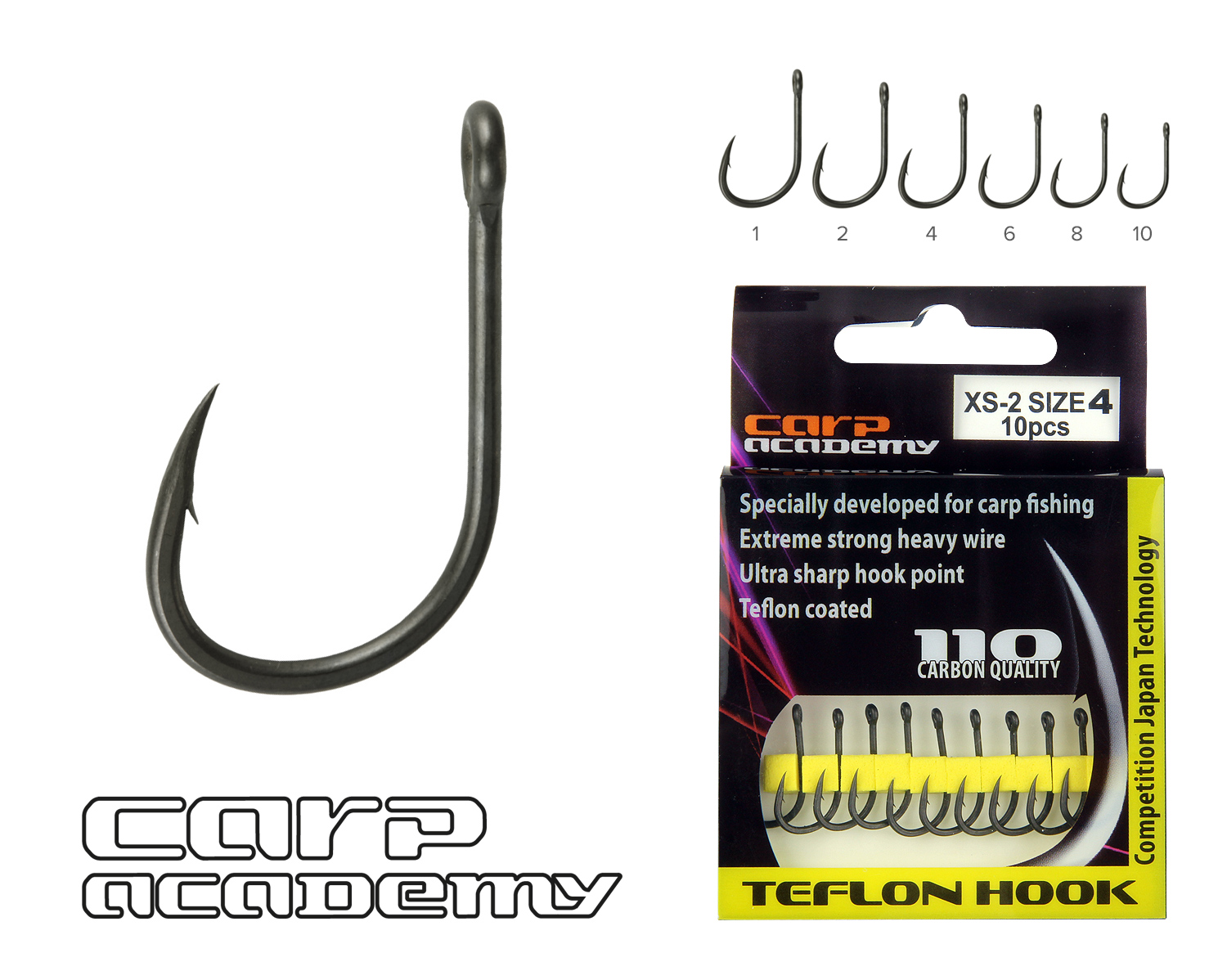 CARP ACADEMY TEFLON HOOK XS-2 4-ES BOJLIS HOROG