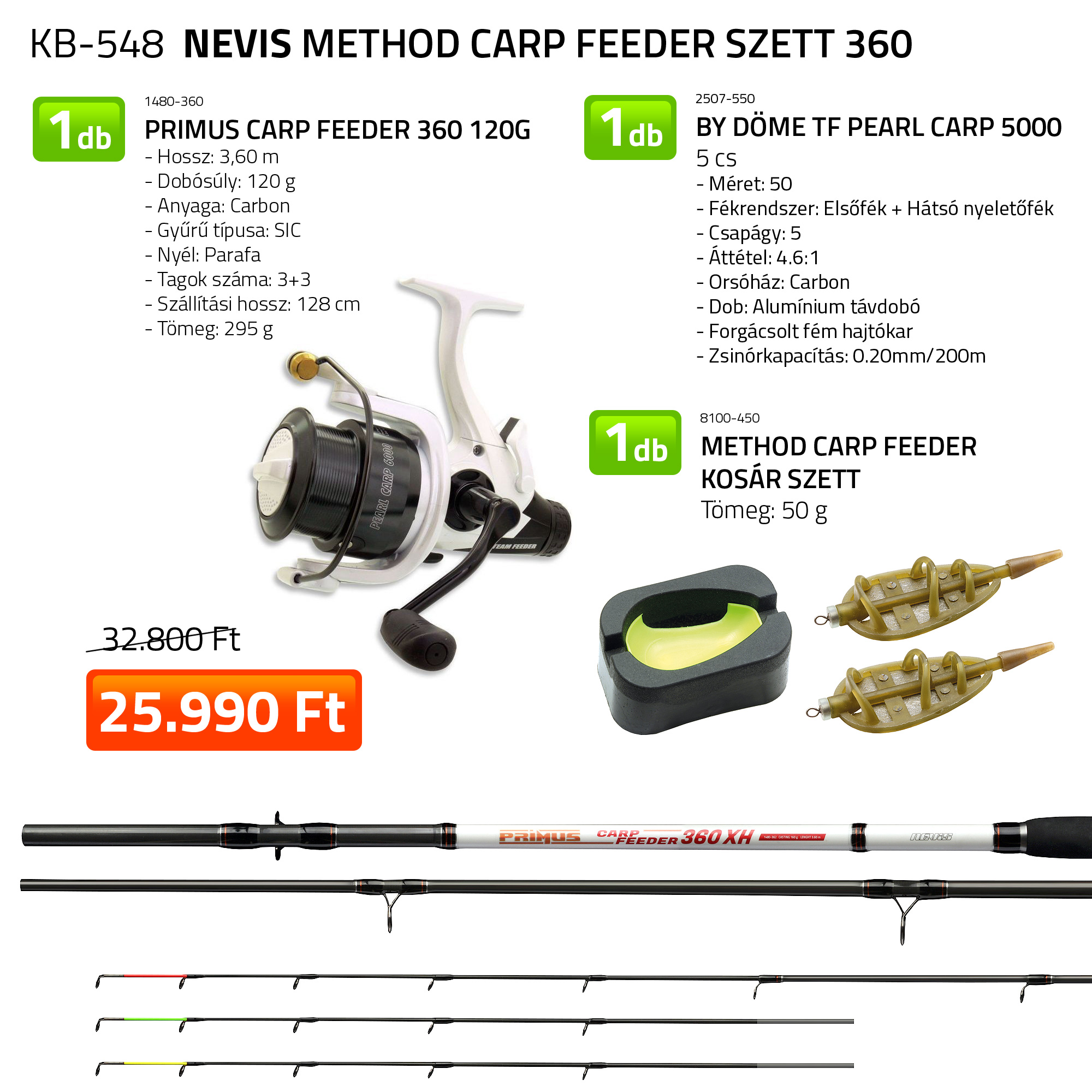 Nevis Method Carp feeder szett 360  1480-360+ 2507-550+ 8100-450