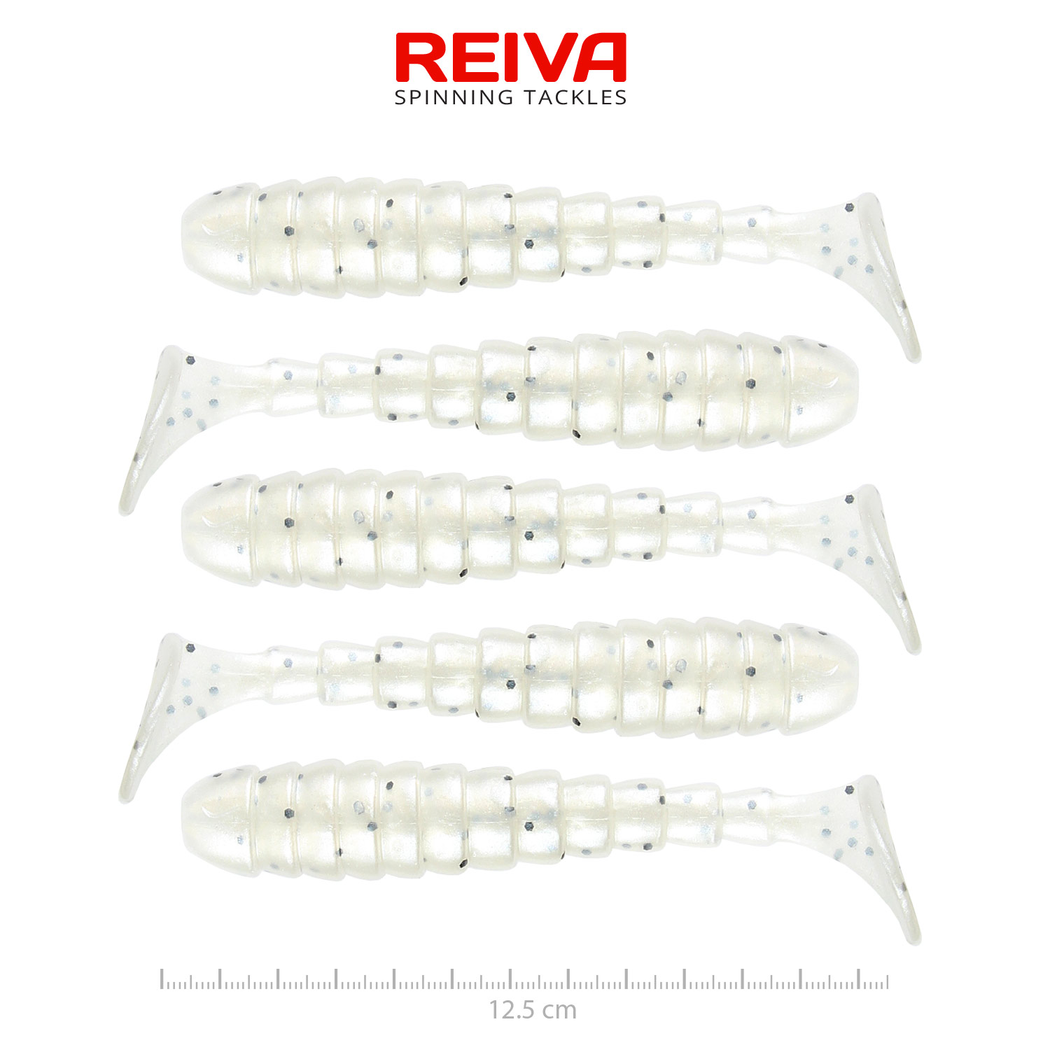 Reiva Stream Shad 12.5cm (Pearl White Dots)